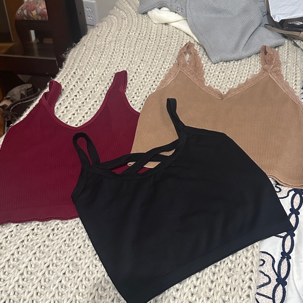 Stylish Women's Crop Top Set - Black, Burgundy, Tan